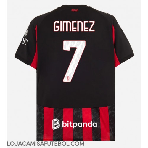 Camisa de Futebol AC Milan Santiago Gimenez #7 Equipamento Principal 2025-26 Manga Curta